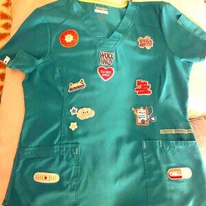 Womens Scrub Shirt with Patches
